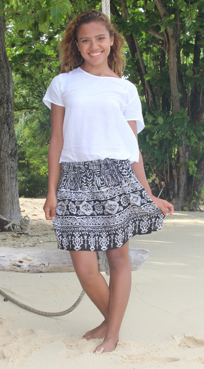 black aztec short mini skirt bohemian island