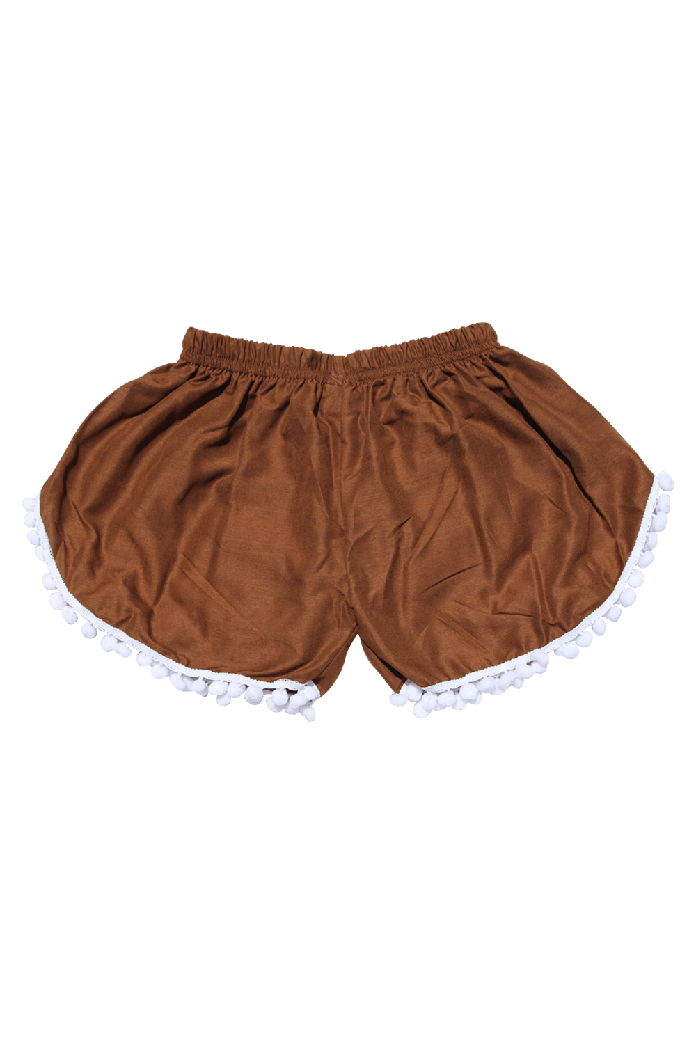 Brown pompom shorts. Boho shorts from Bohemian Island