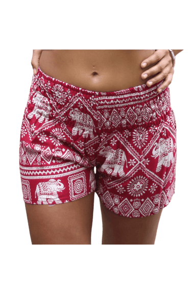 Red Elephant hot pants. Bohemian style elephant shorts from Bohemian Island