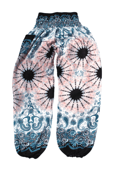 White Mandala Harem Pants from Bohemian Island. Made from 100% cotton