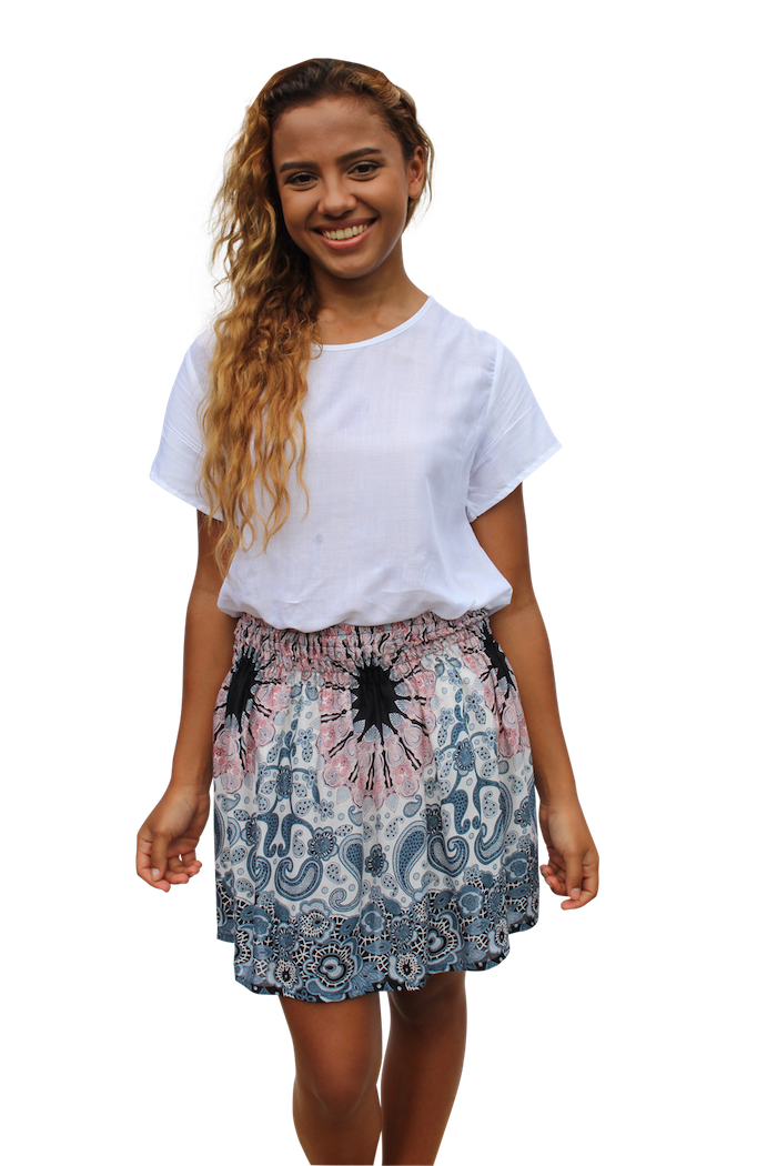 white mandala short mini skirt bohemian island
