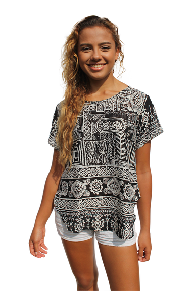 black aztec womens cotton shirt bohemian island