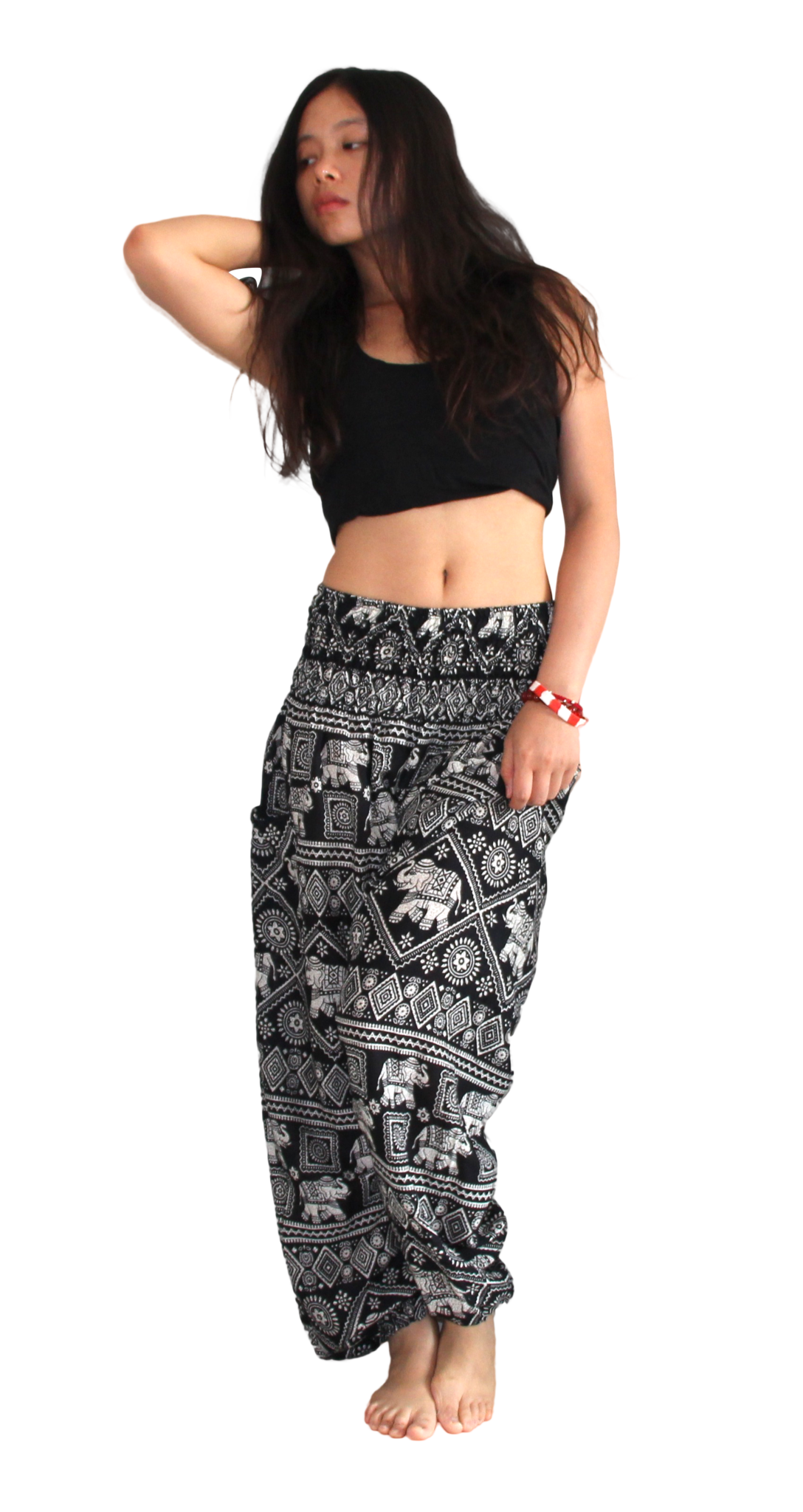 New Indian Elephant Harem Pants,pure Cotton,hand Block  Printed,casual,holiday,bohemian,lounge Wear,black,handcrafted,ethical  Fashion,comfy 