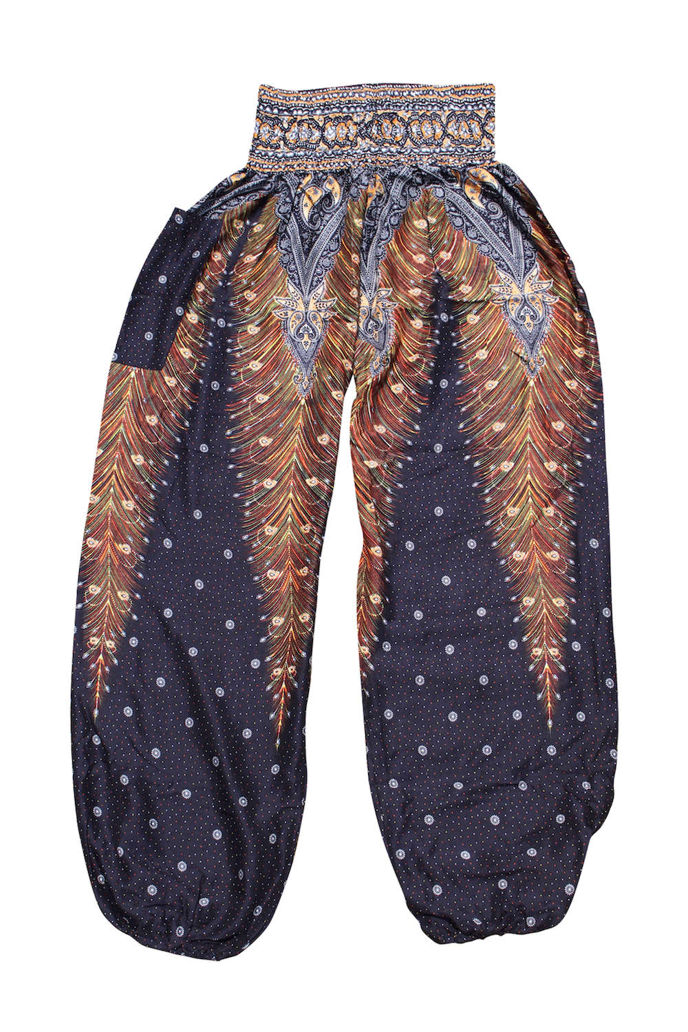 Black Peacock Harem Pants