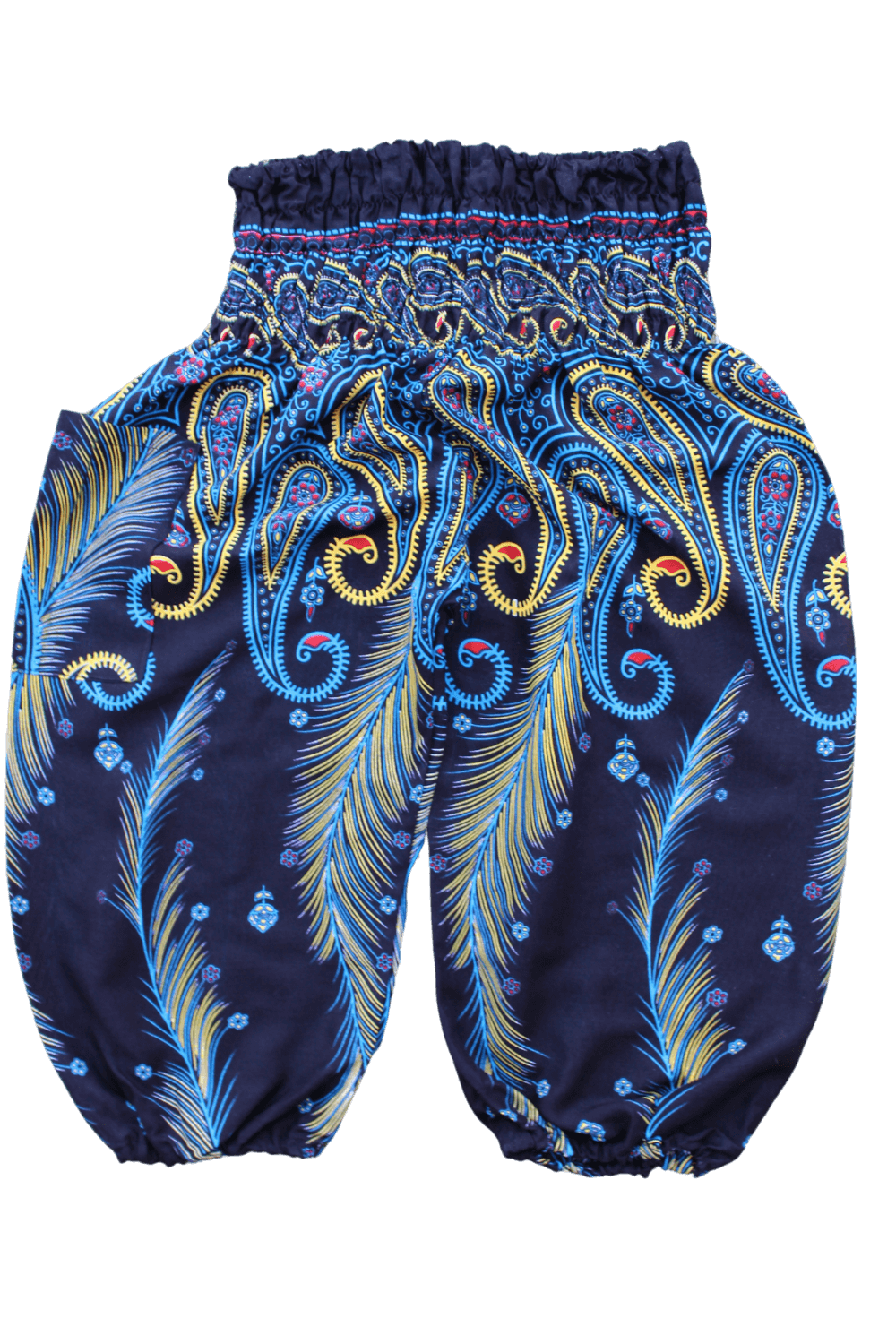 Blue Feather Kids Harem Pants. Bohemian pants for children from Bohemian Island