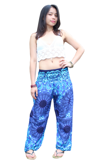 Harem Pants in Blue, With Large Pocket and Flexible Waist Unisex Yogapants  for All Sizes and Length, Made of 100% Soft Cotton -  Denmark