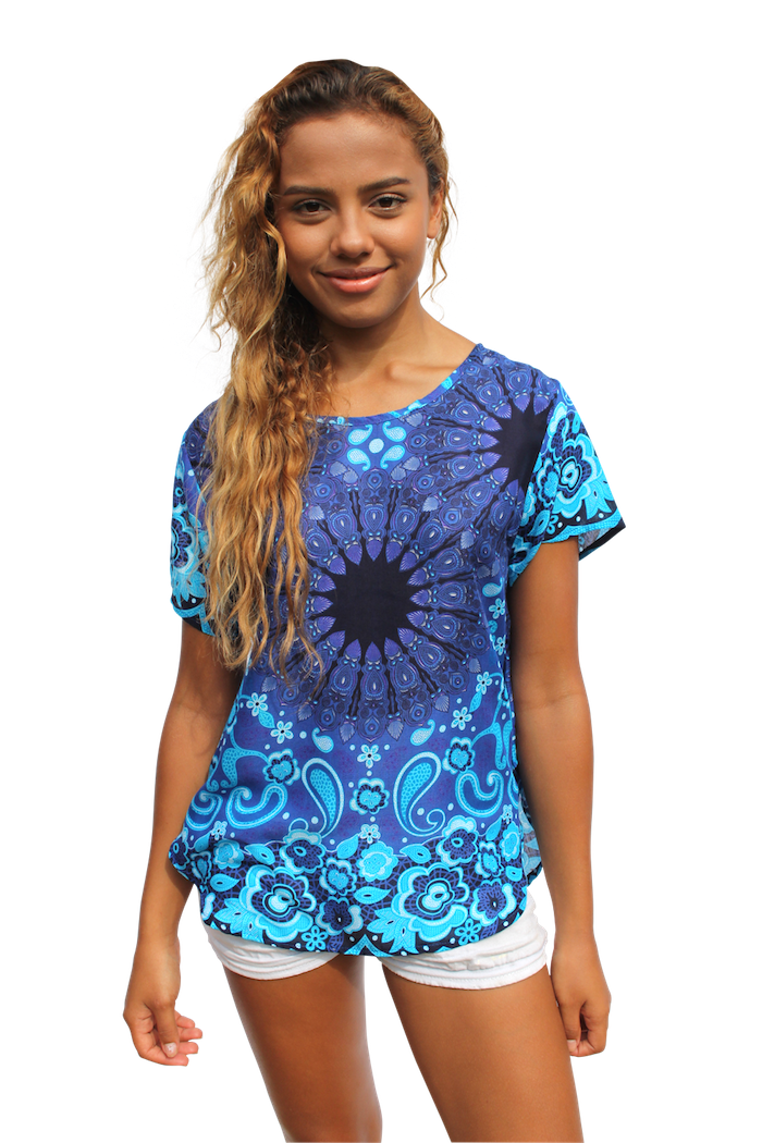 blue mandala womens cotton shirt bohemian island