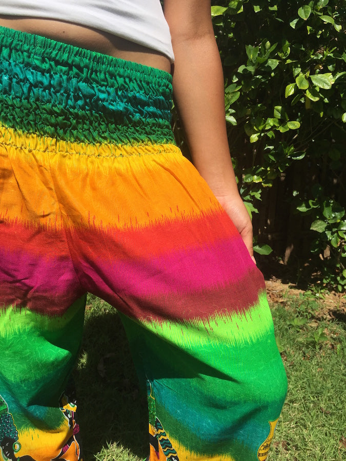 green rainbow tribal harem pants bohemian island