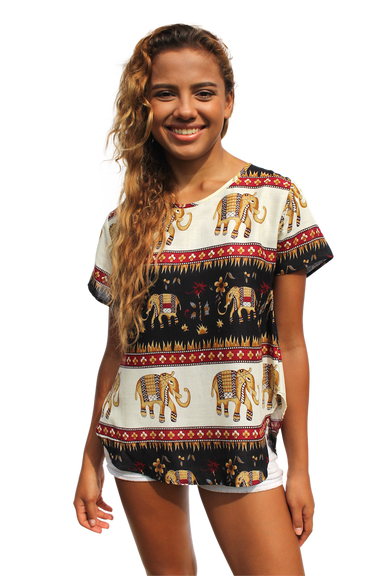 king ashoka elephant womens cotton shirt bohemian island