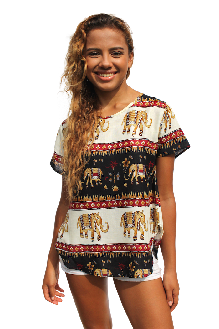 king ashoka elephant womens cotton shirt bohemian island
