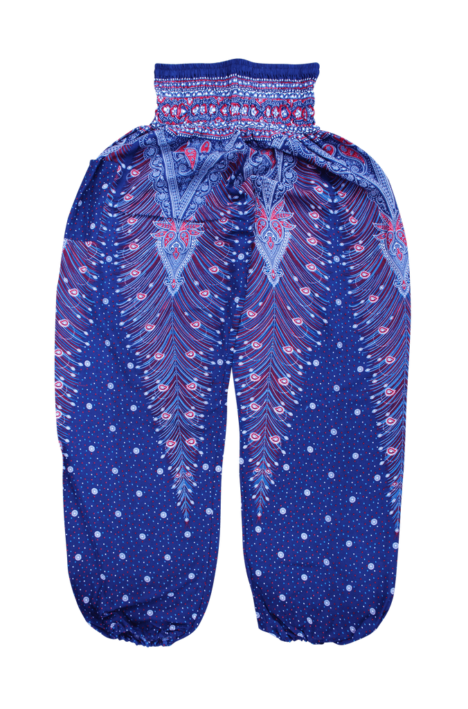 Deep Mandala Unisex Harem Yoga Pants in Bright Navy Color M