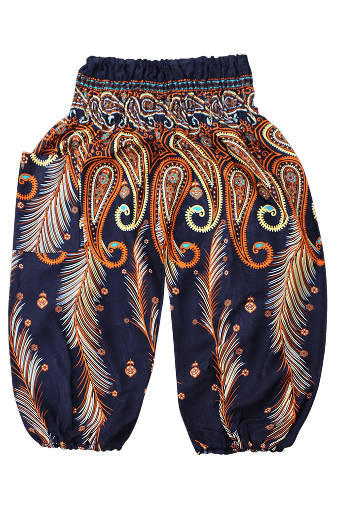 Orange Om Print Thai Harem Pants