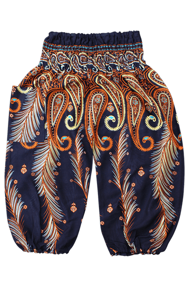 Orange Feather Kids Harem Pants from Bohemian Island