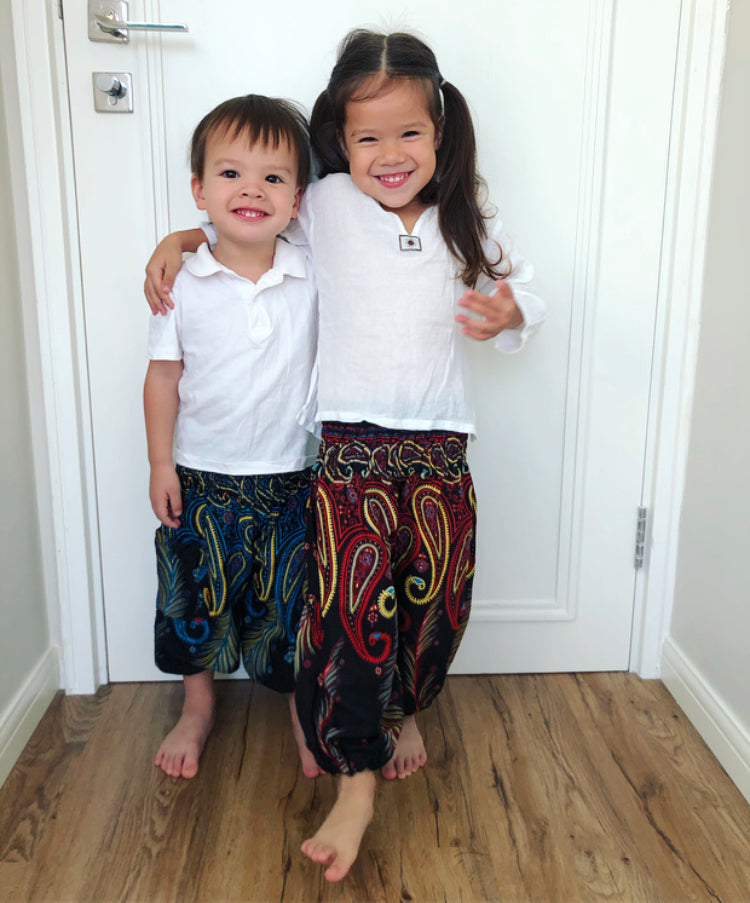 Red Feather Kids Harem Pants from Bohemian Island