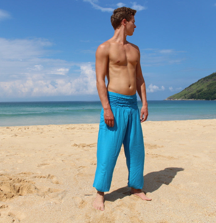 Bebe Blue Side Slit Yoga Pants Dance Pants Flow Pants %100 Cotton Bohemian  Pants Boho Style Summer Tousers Women Harem Pant 