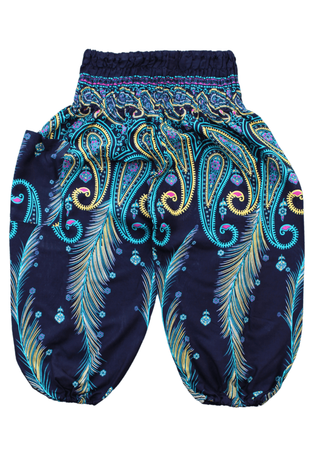 Teal Feather Kids Harem Pants, Bohemian pants for children from Bohemian Island