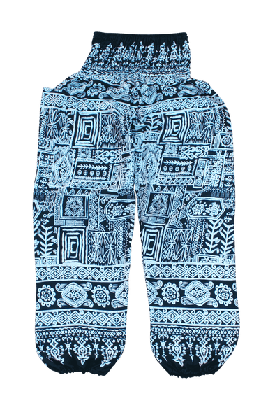 Turquoise Aztec Harem Pants from Bohemian Island. Comfy bohemian pants.