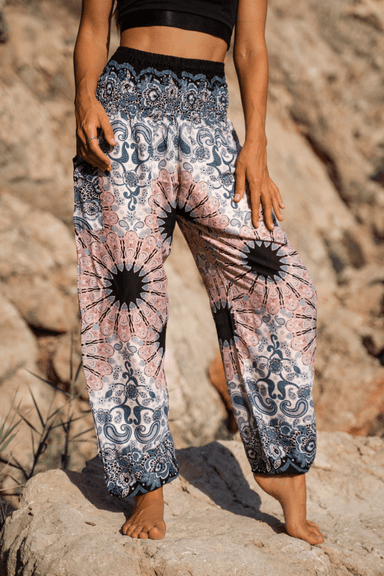  Peepul Tree Harem Pants with Pockets - High Waist Yoga Pants  for Women - Handmade 100% Organic Cotton - Azure Blue (M) : Clothing, Shoes  & Jewelry