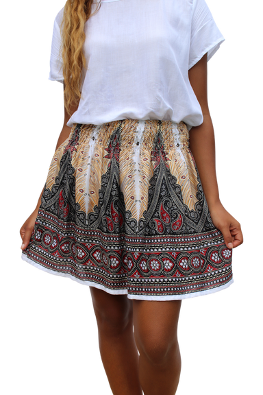 white peacock short mini skirt bohemian island